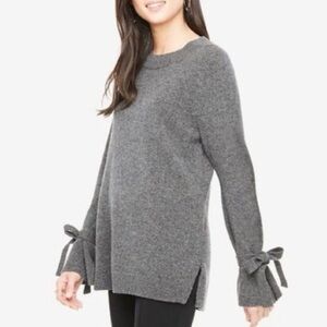 Zara Charcoal Gray Sweater with Bow Accents
